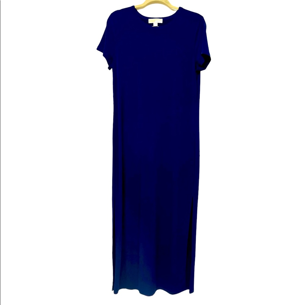 Michael Kors Navy Blue Short Sleeve Shift Maxi Dress